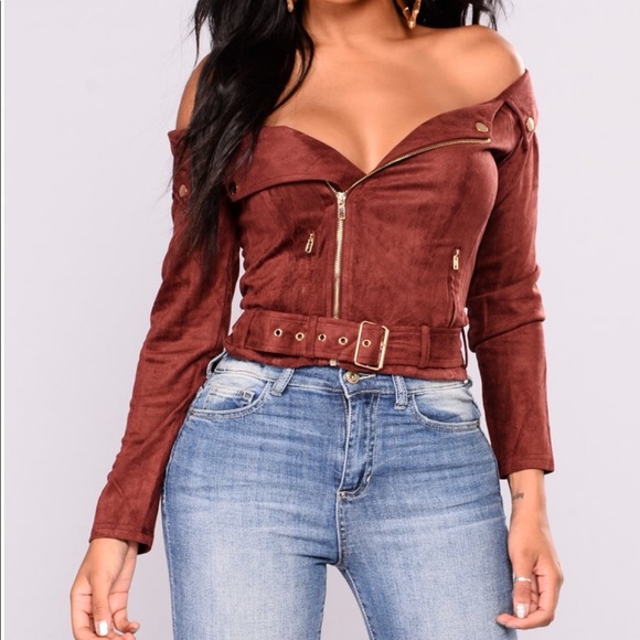 Fashion Nova Jackets & Blazers - Fashion nova suede jacket in burgundy